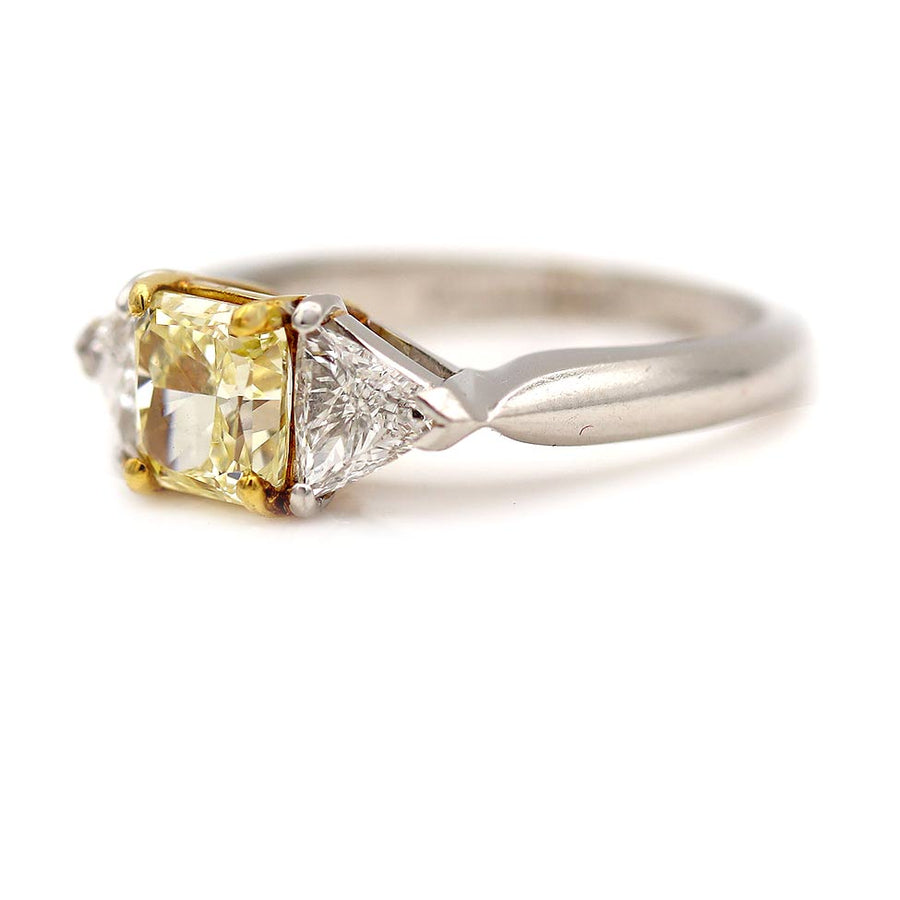 Mid-Century 1.62 CTW Fancy Yellow Diamond Vintage Engagement Ring