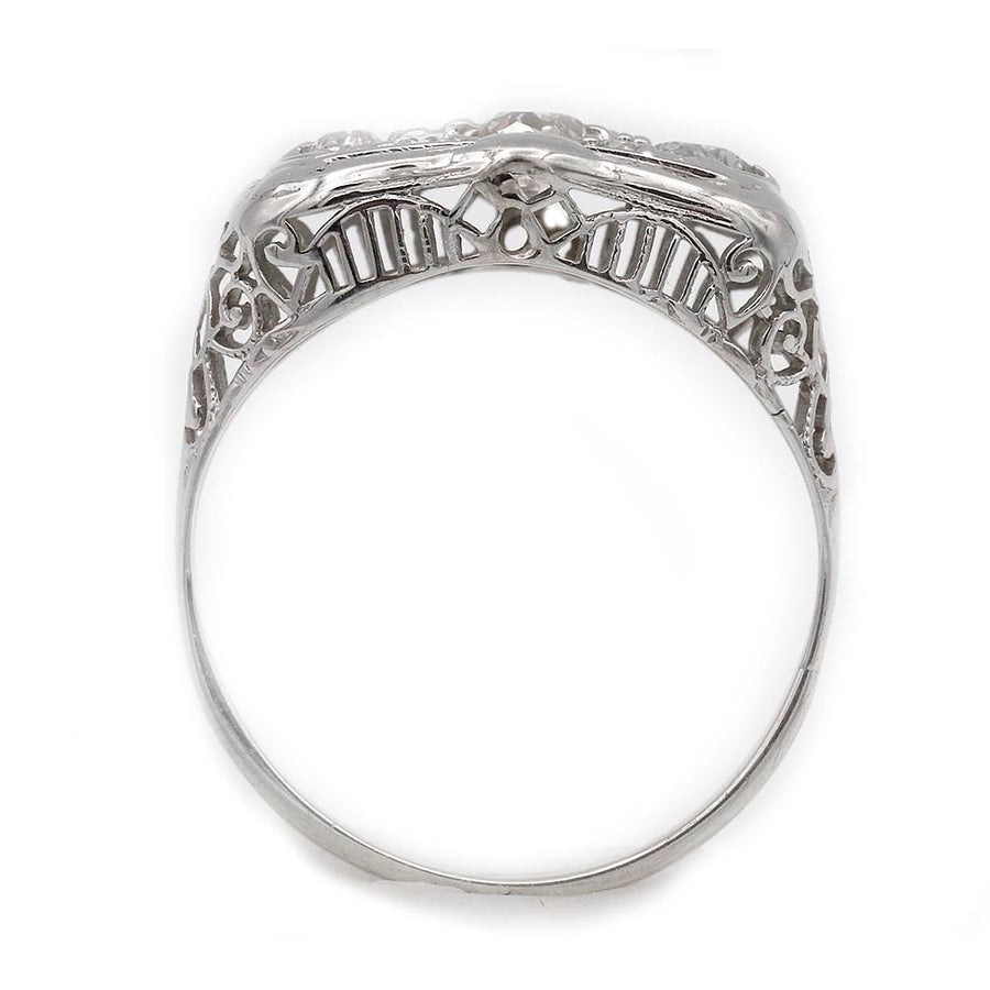 Antique .43 CTW Old Mine Cut Diamond Three-Stone Engagement Ring | 14K