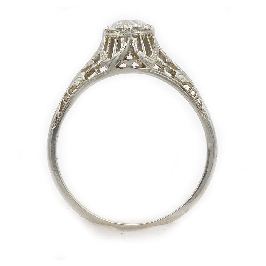 Vintage Art Deco diamond solitaire engagement ring with Old European cut center stone