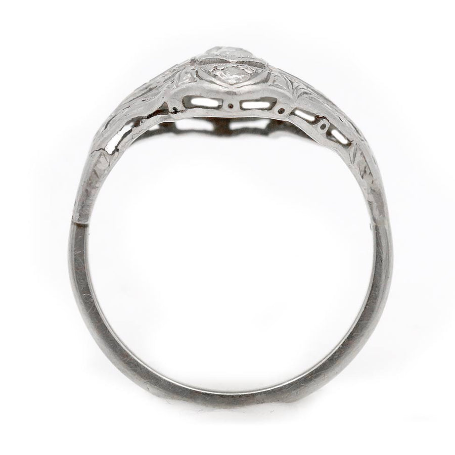 Vintage .75 CTW Art Deco Three Stone Diamond Engagement Ring with Sapphire Sidestones