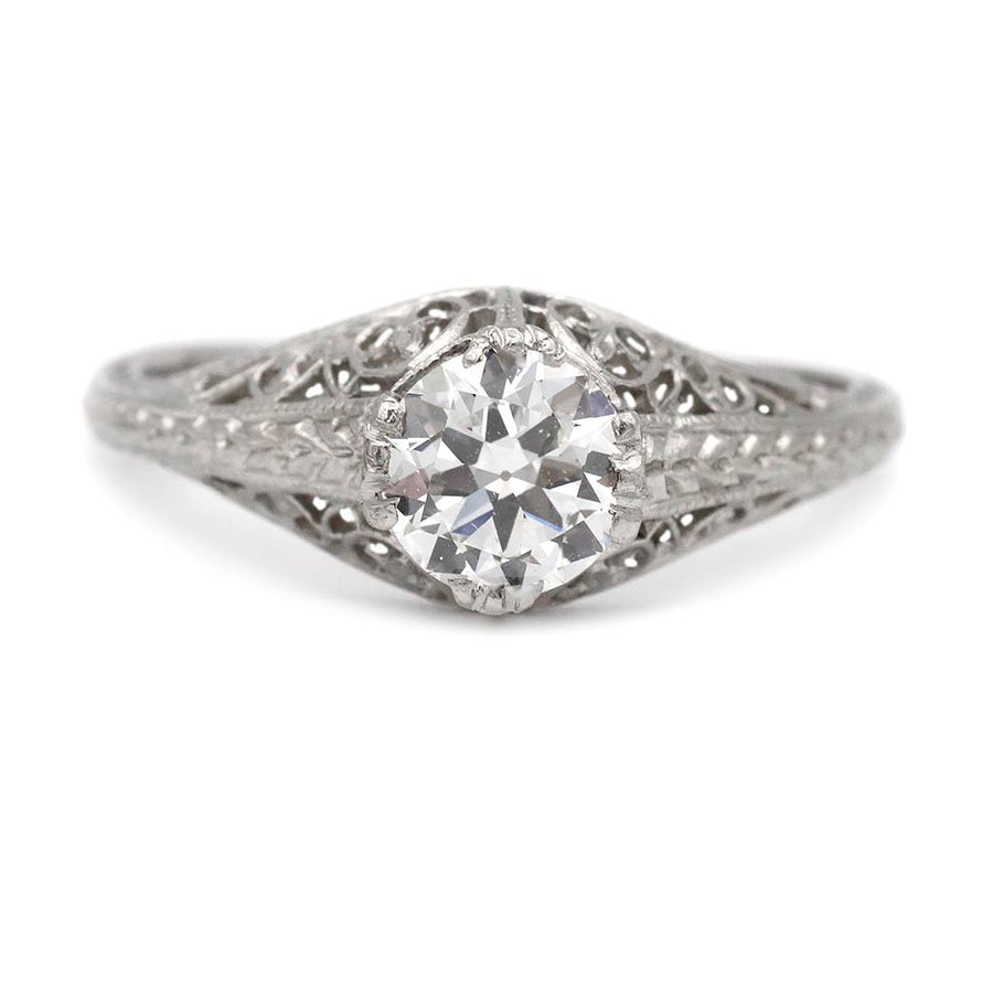 Rare Art Deco .73 CTW Old European Cut Diamond Platinum Vintage Engagement Ring – GIA F/VS2
