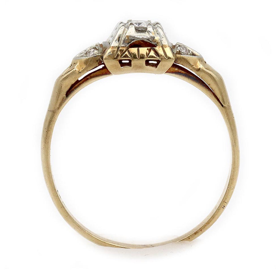 Mid-Century .18 CTW Diamond Two-Tone Engagement Ring | F/SI1