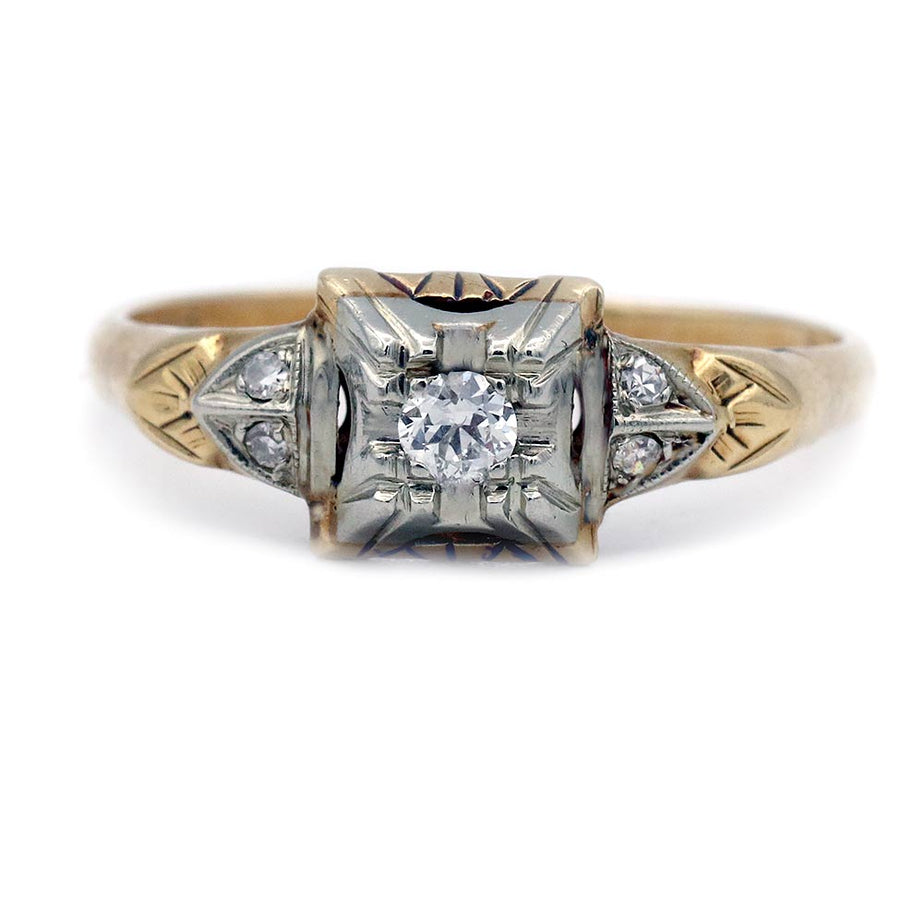 Mid-Century .18 CTW Diamond Two-Tone Engagement Ring | F/SI1