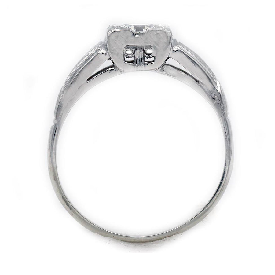 Art Deco .50ct Old European Cut Diamond 14K White Gold GIA Engagement Ring