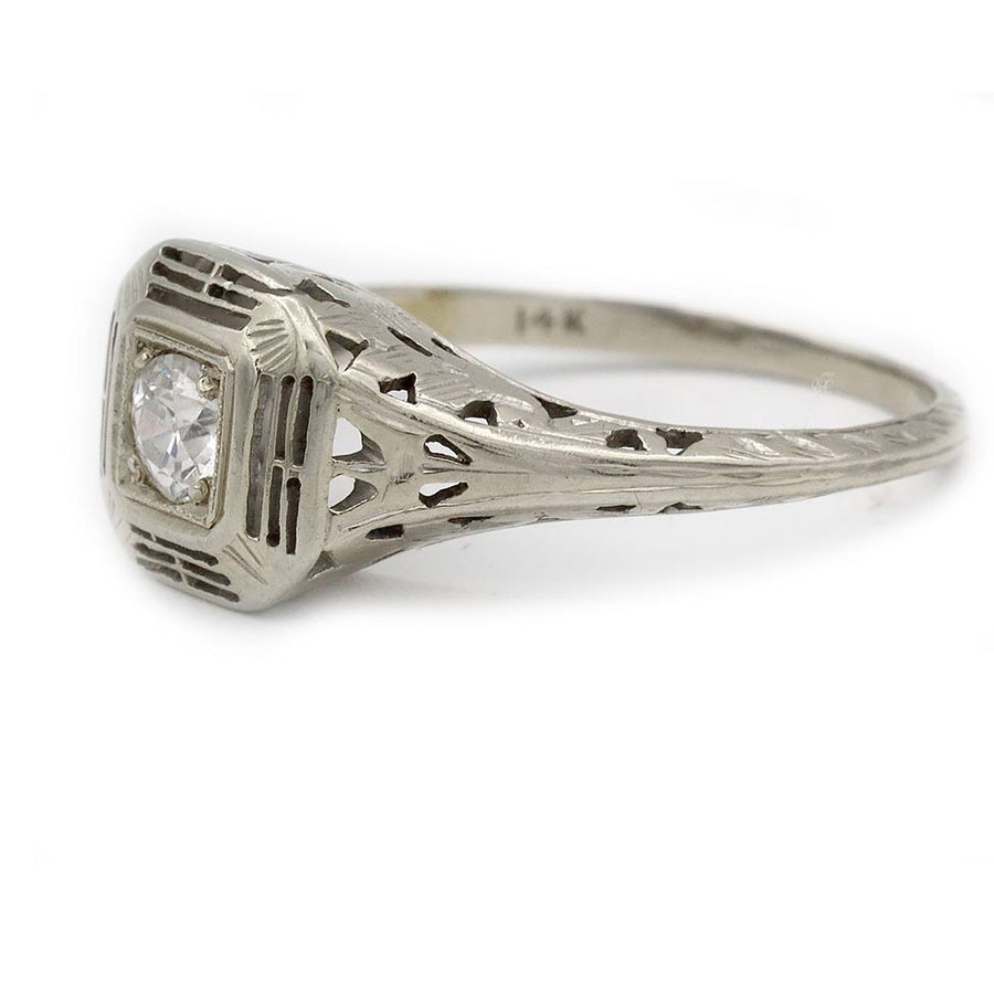 Vintage Two-Tiered .30 CT Old European Cut Art Deco Engagement Ring