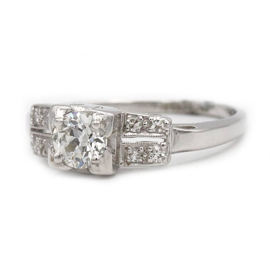Art Deco Split Shank Diamond Engagement Ring – .50 Ct Old European Cut, Platinum