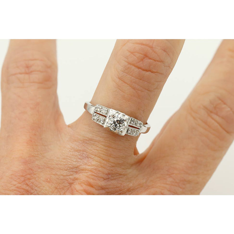Art Deco Split Shank Diamond Engagement Ring – .50 Ct Old European Cut, Platinum
