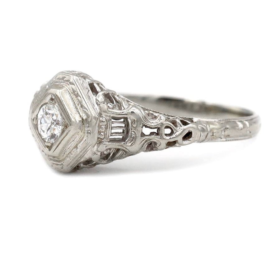 The Perry Ring | Original 1930s Art Deco .20ct F-VS2 Old Mine Cut Diamond