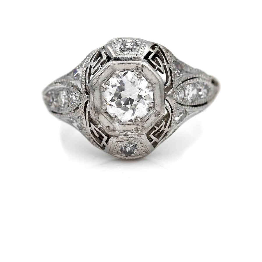 Art Deco .53 Ct Old European Cut Diamond | Platinum GIA G/SI1