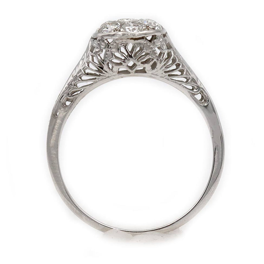 Mid-Century .70 CTW Old European Cut Diamond Cluster Ring in 14 Kt White Gold