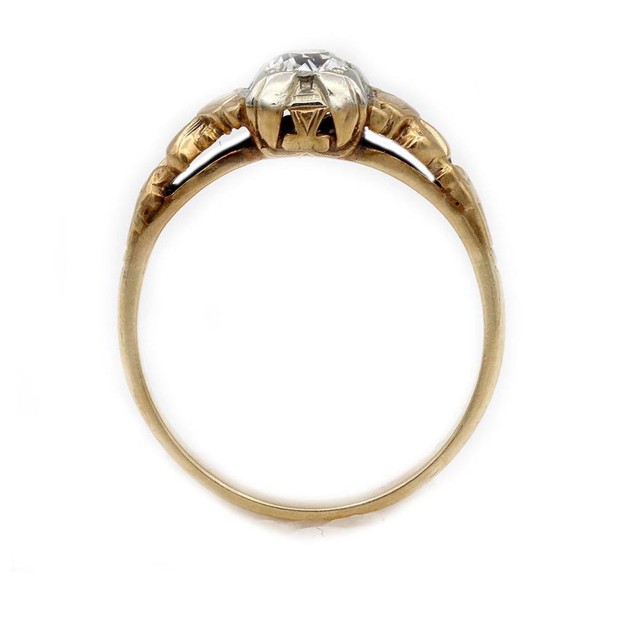Mid-Century .50 CTW Two Tone European Cut Antique Diamond Engagement Ring