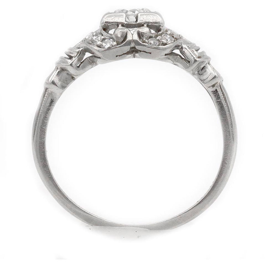 Art Deco Square Halo Old European Cut Diamond Engagement Ring | Circa 1930s