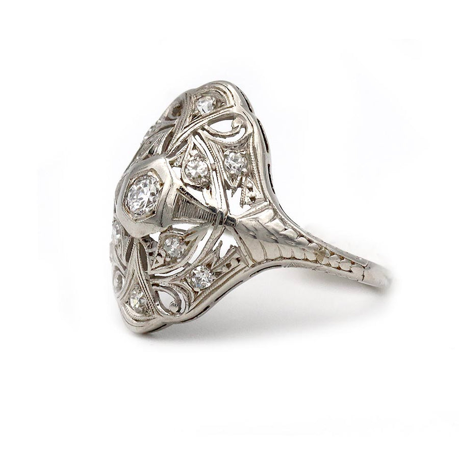 1930s Art Deco diamond dinner ring with accent diamonds