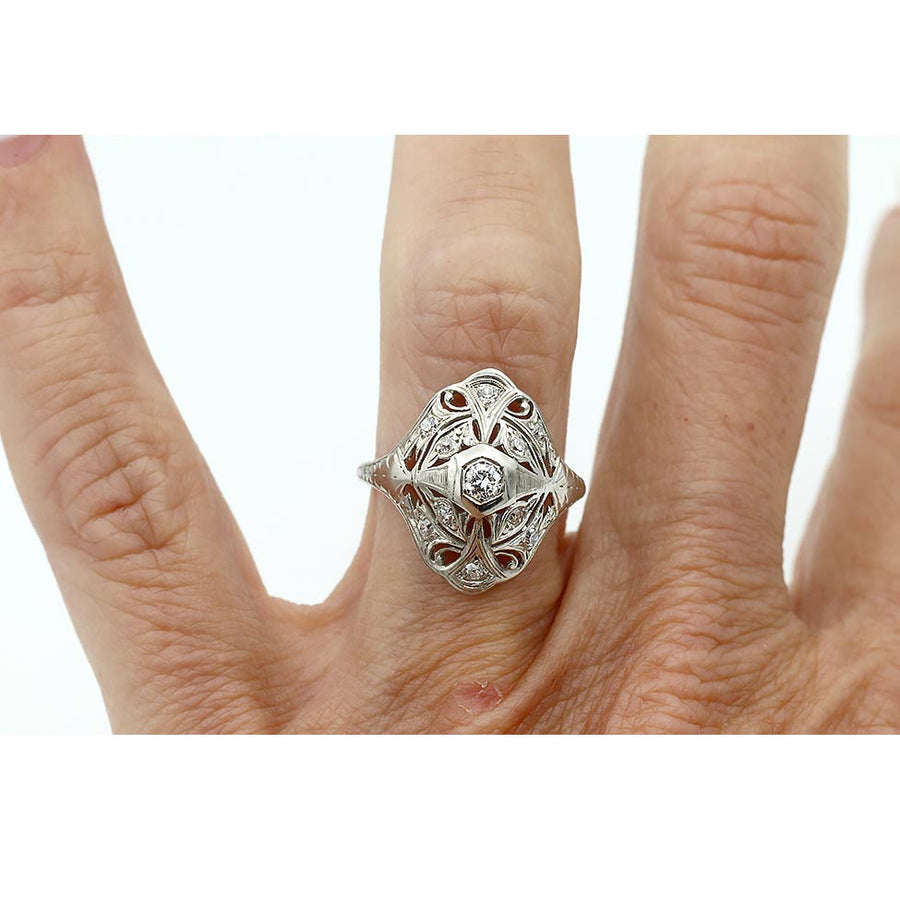 Art Deco dinner ring featuring old European cut diamond