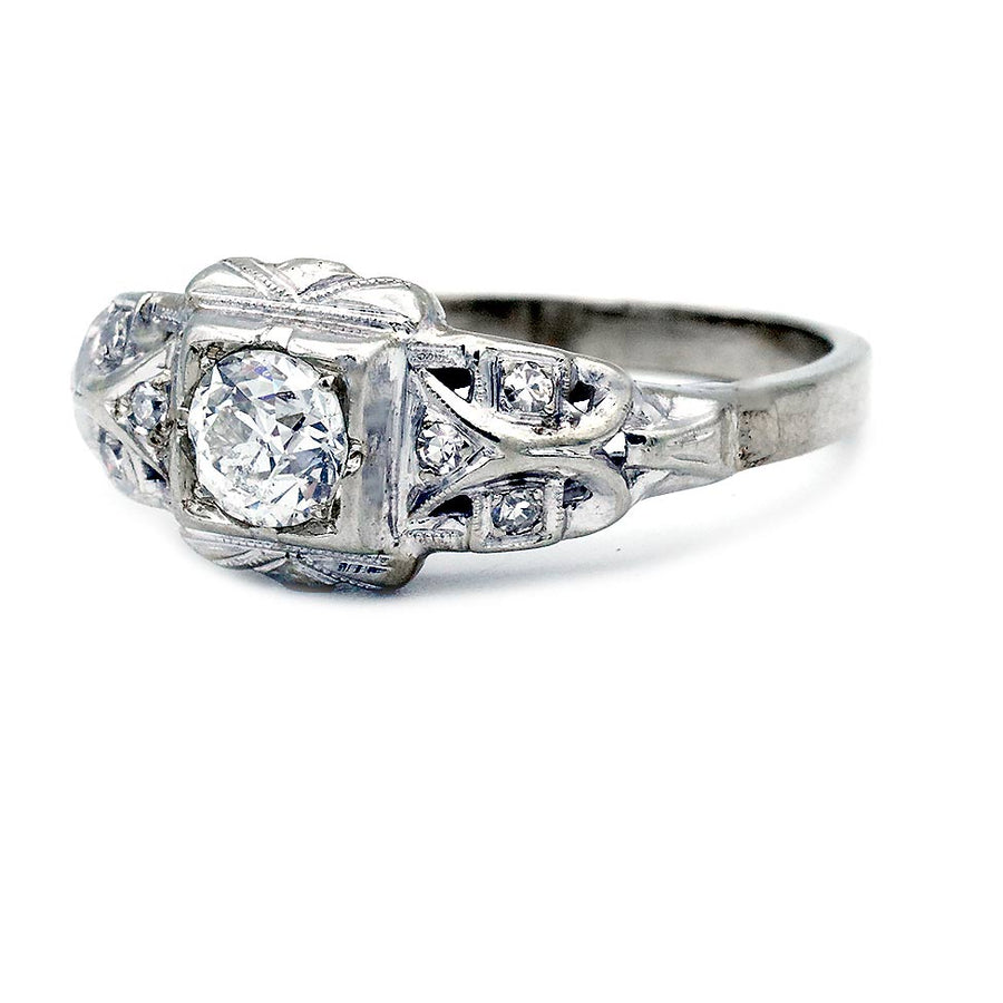 The Dana Ring | Original 1930s Art Deco .40ct G-SI1 Old Mine Cut Diamond