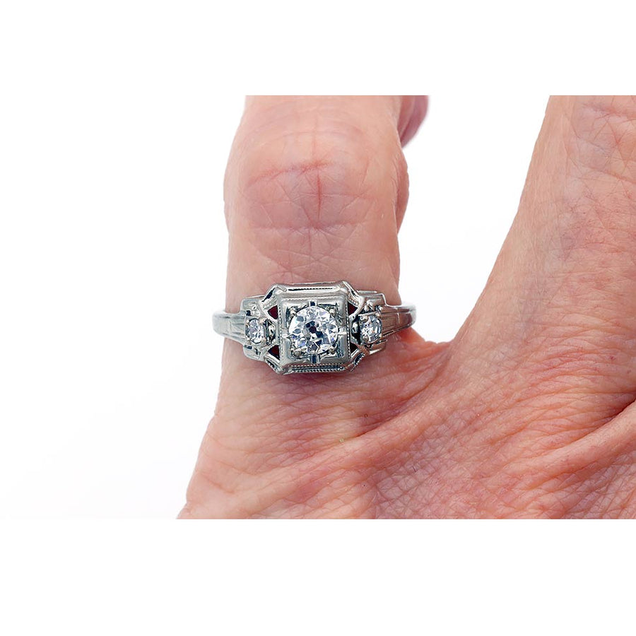The Dana Ring | Original 1930s Art Deco .40ct G-SI1 Old Mine Cut Diamond