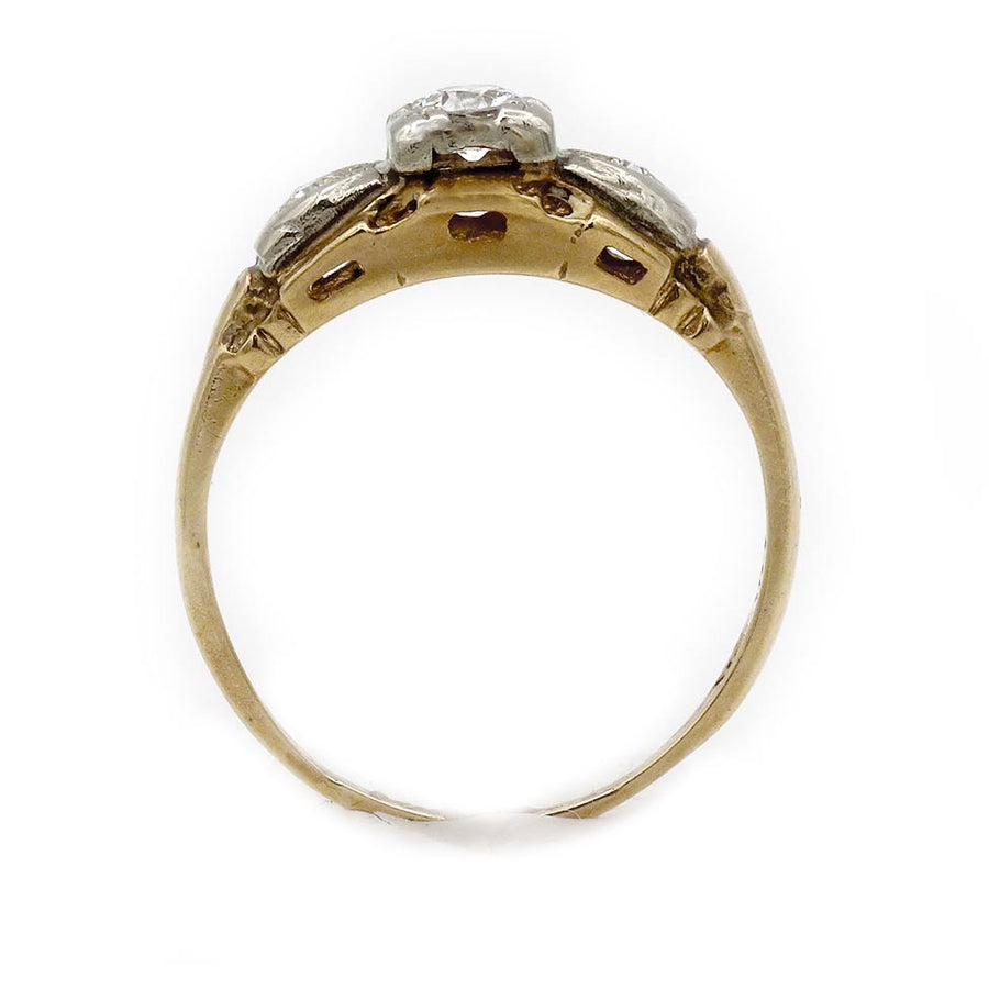 Mid-Century .15 Ct Old European Cut Diamond Ring with Navette Frame