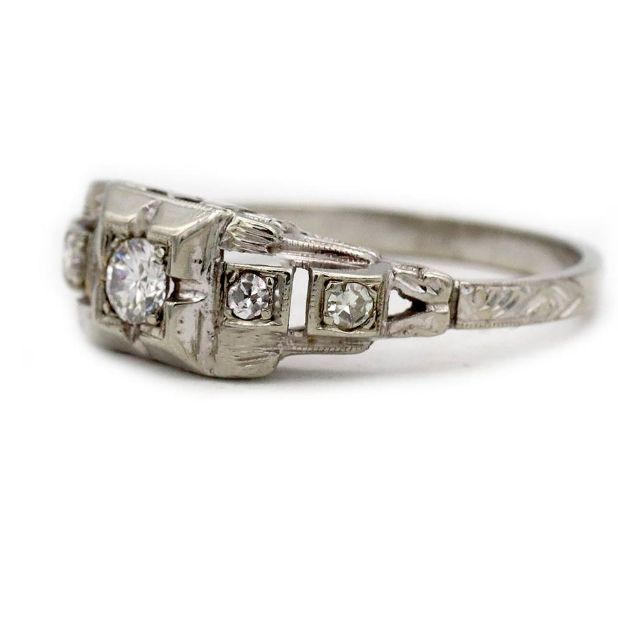 The Panchie Ring | Original 1920s Art Deco .15ct F-VS2 Old European Cut Diamond