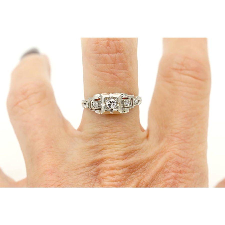 The Panchie Ring | Original 1920s Art Deco .15ct F-VS2 Old European Cut Diamond