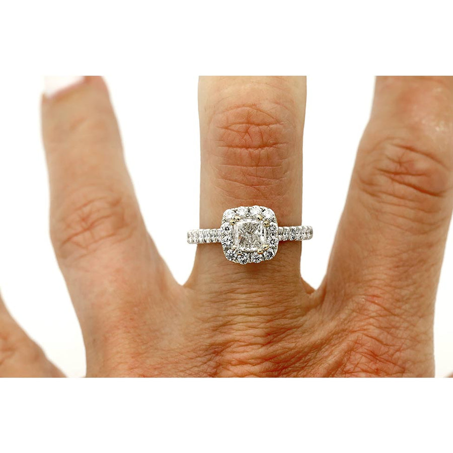 Mid-Century 1.55 CTW Neil Lane Princess Cut Diamond Halo Vintage Engagement Ring