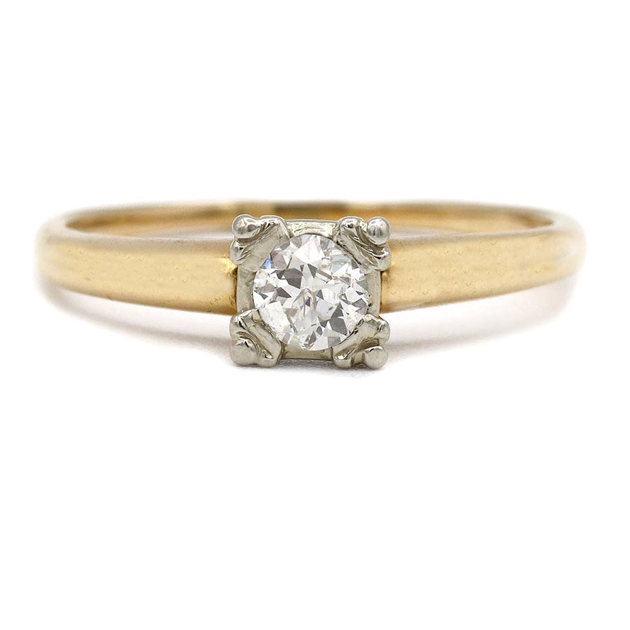 Mid-Century Old European Cut .30 Ct 1950s Vintage Solitaire Engagement Ring