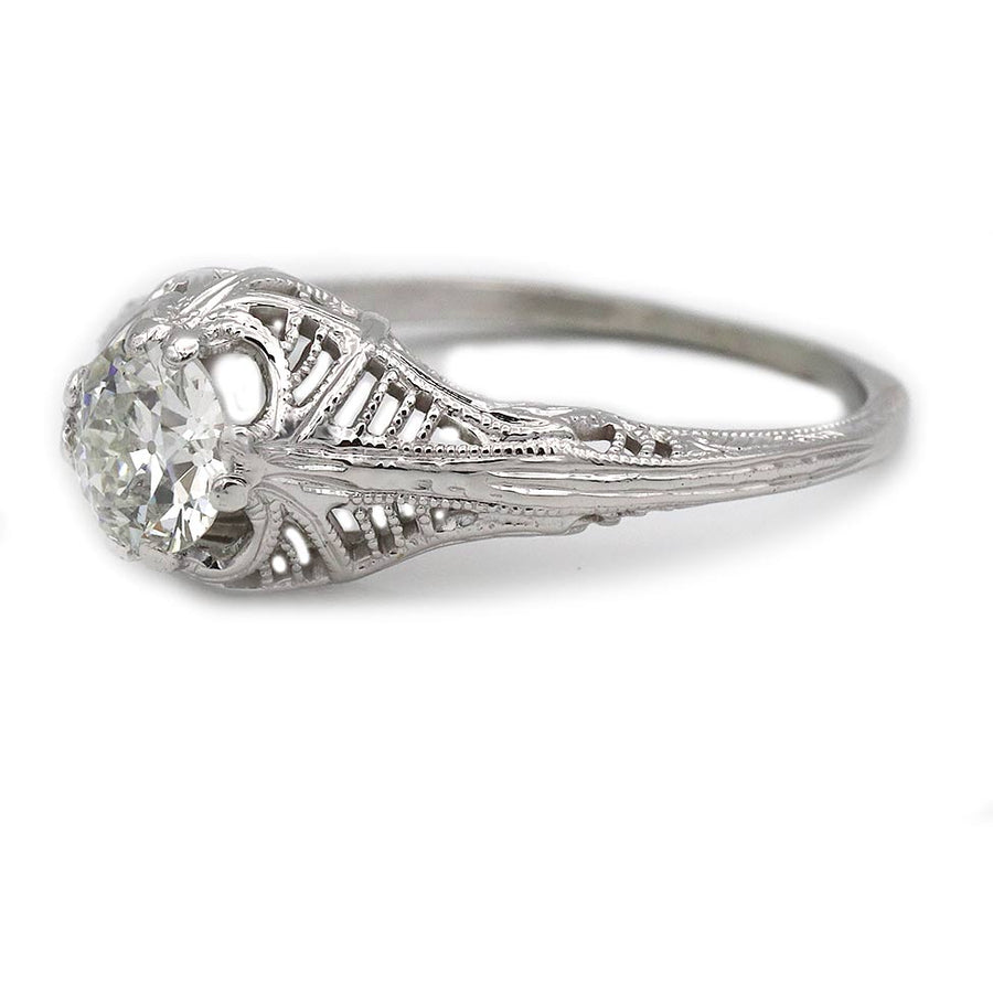 Art Deco Diamond Engagement Ring .71 Carat GIA I VS1 Antique Vintage Ring