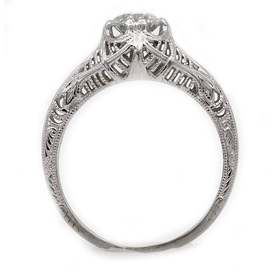 Art Deco Diamond Engagement Ring .71 Carat GIA I VS1 Antique Vintage Ring