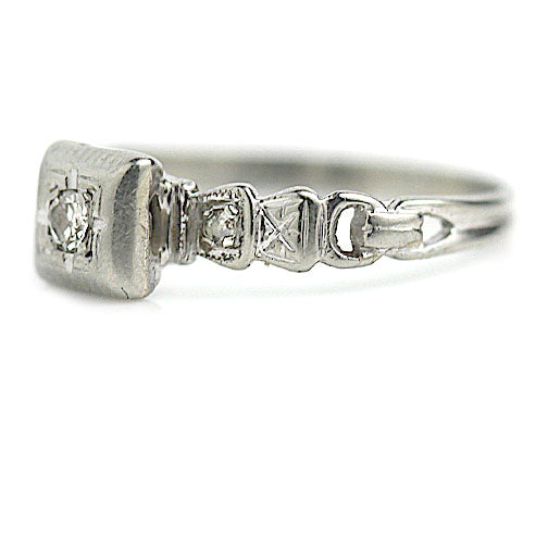 Art Deco .16 CTW Old Mine Cut Diamond Vintage Engagement Ring – The Mara (1930s)