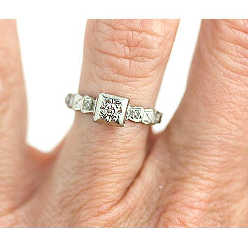 Art Deco .16 CTW Old Mine Cut Diamond Vintage Engagement Ring – The Mara (1930s)