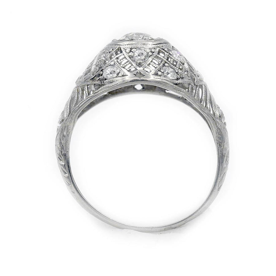 Edwardian .70 CTW Old European Cut Diamond Vintage Engagement Ring in Platinum