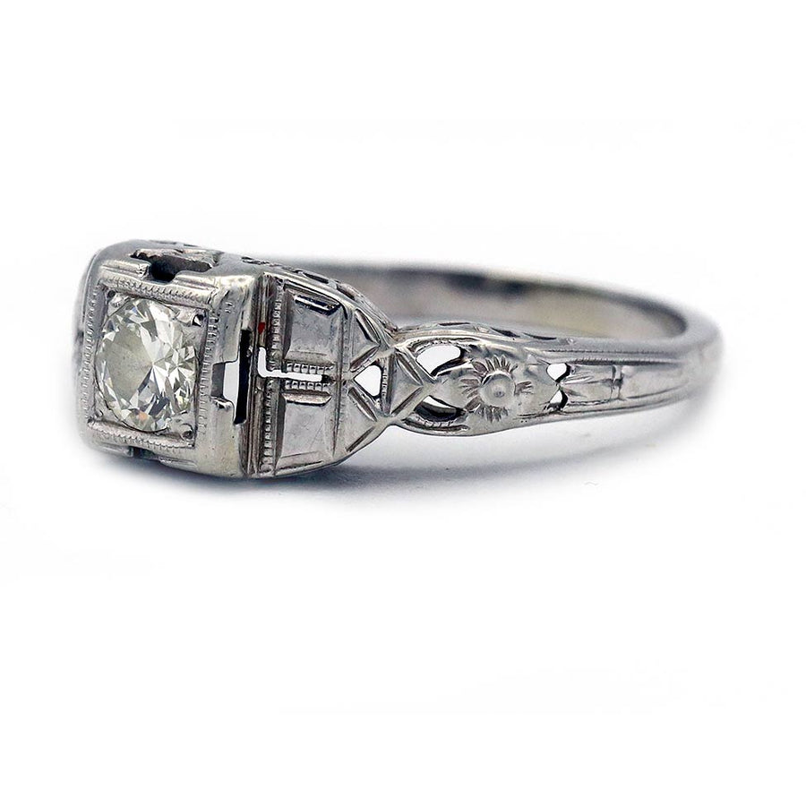 Art Deco .25 CTW Old European Cut Diamond Antique Engagement Ring