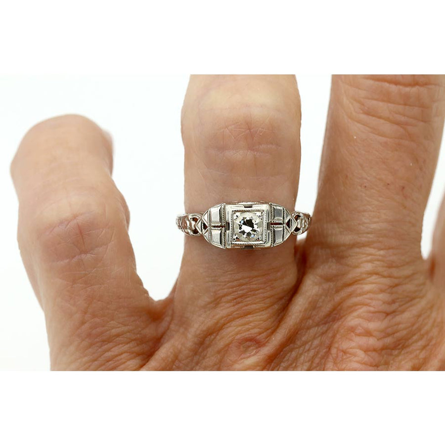 Art Deco .25 CTW Old European Cut Diamond Antique Engagement Ring