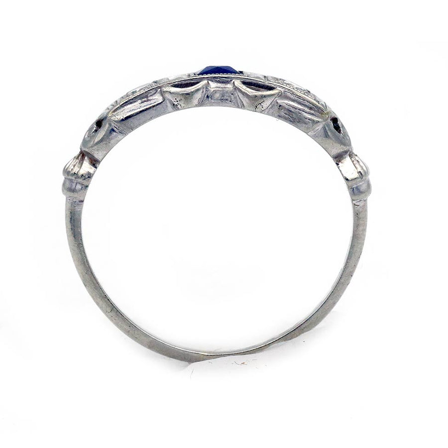 Art Deco .25 CTW Sapphire Diamond Vintage Wedding Ring - Vintage Diamond Ring