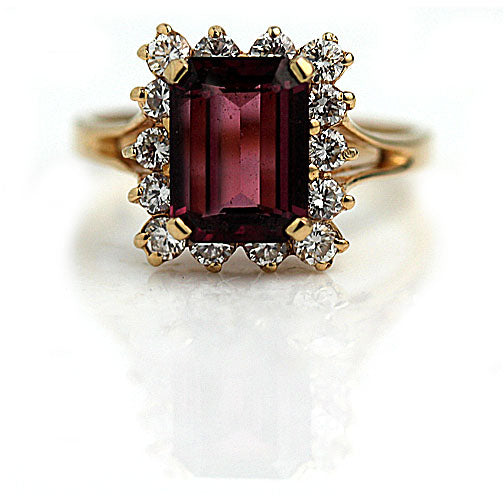 Mid Century 2.50 Carat Tourmaline Diamond Cocktail Ring