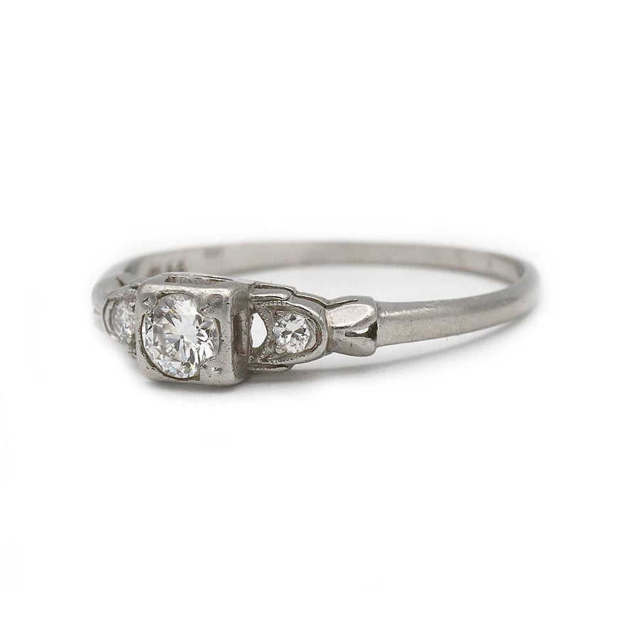 Petite .29 CTW Geometric Square Vintage Diamond Engagement Ring