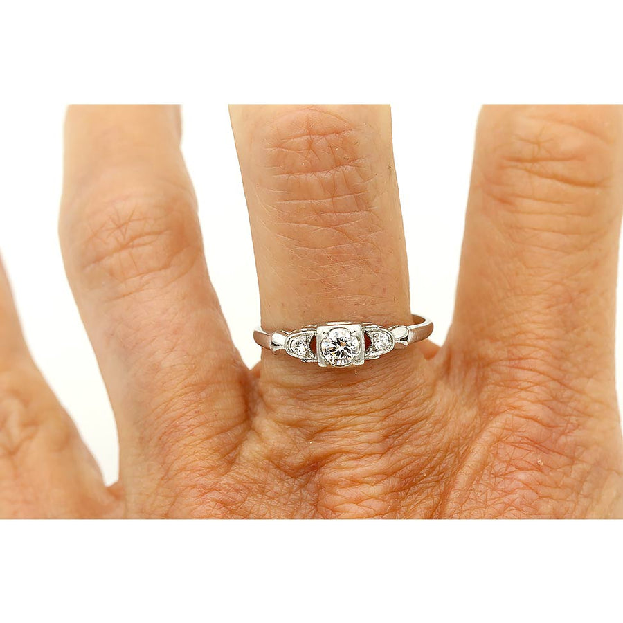 Petite .29 CTW Geometric Square Vintage Diamond Engagement Ring