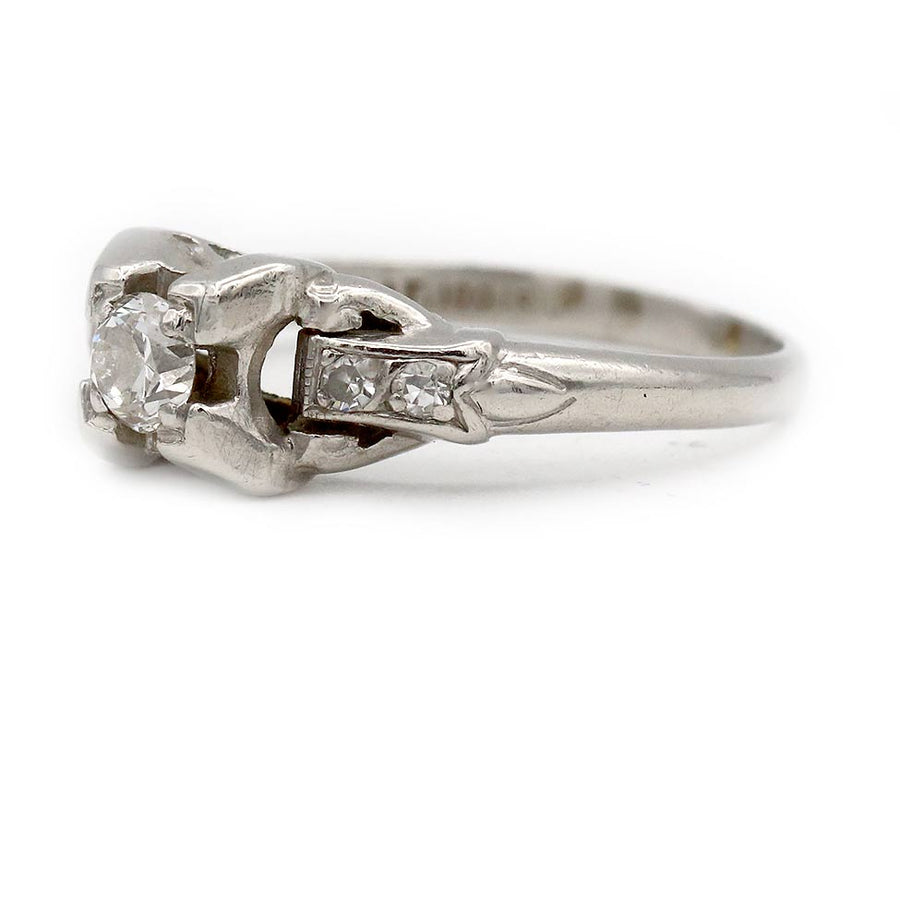 Antique .28 CTW Old Mine Cut Art Deco Engagement Ring with Side Stones