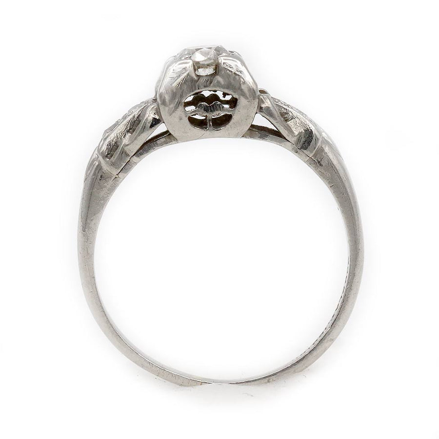 Antique .28 CTW Old Mine Cut Art Deco Engagement Ring with Side Stones