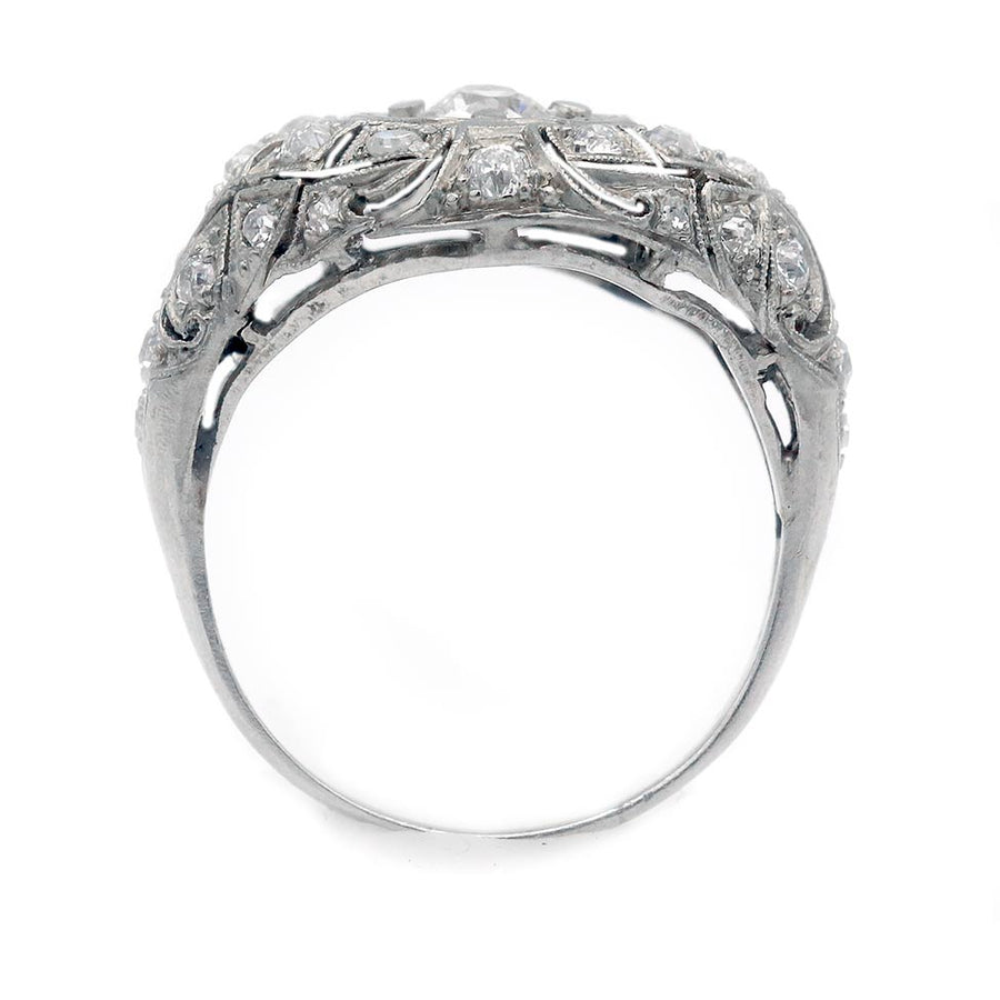 Art Deco Two-Tiered Diamond Cocktail Ring in Platinum Circa 1920s