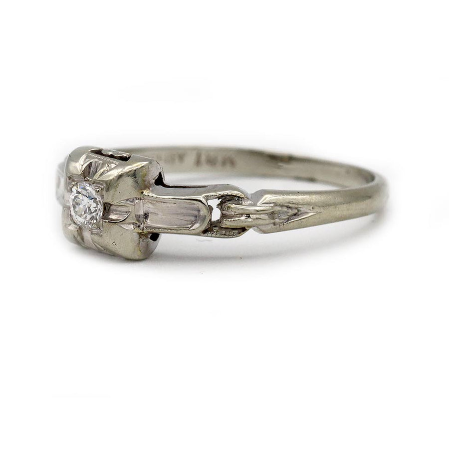 Art Deco .15 Ct Old Mine Cut Diamond Engagement Ring | Signed Fidelity | Circa 1920s