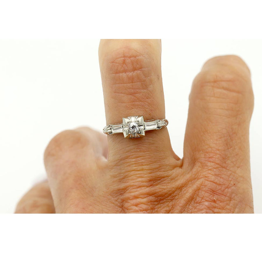 Art Deco .15 Ct Old Mine Cut Diamond Engagement Ring | Signed Fidelity | Circa 1920s