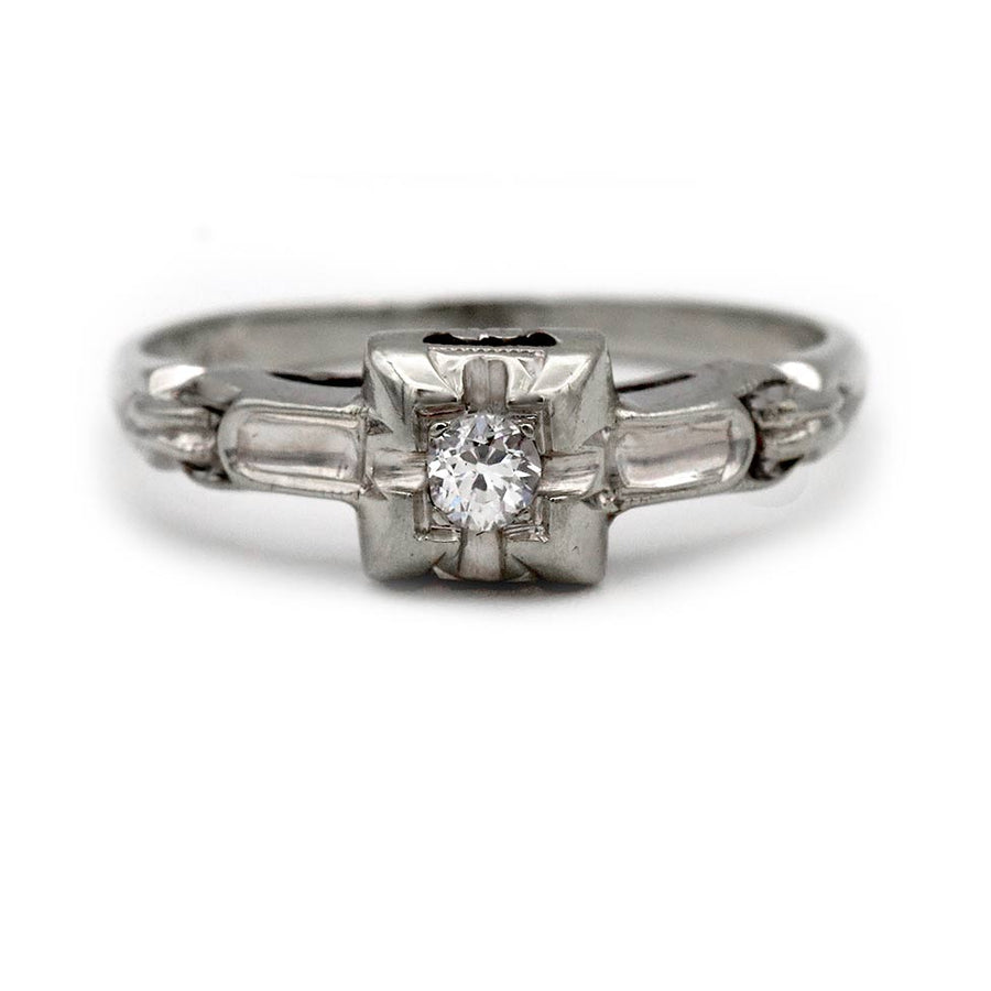 Art Deco .15 Ct Old Mine Cut Diamond Engagement Ring | Signed Fidelity | Circa 1920s