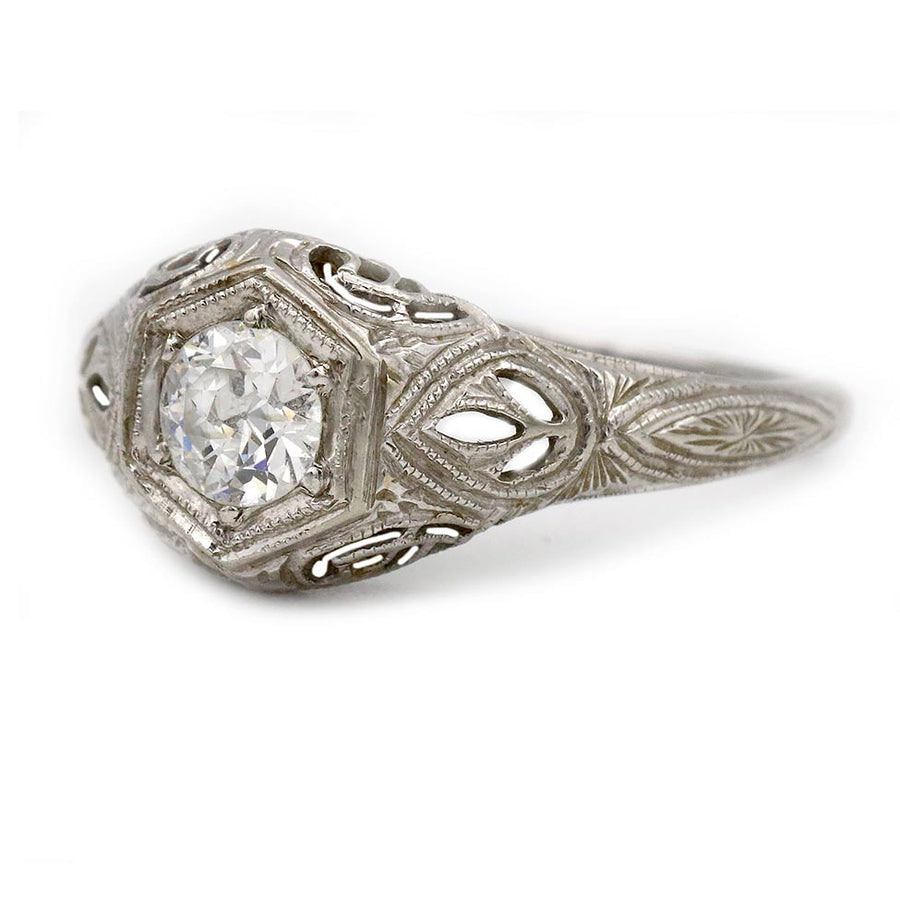 Art Deco .30 CT Old European Cut Diamond Filigree Engagement Ring | Belais