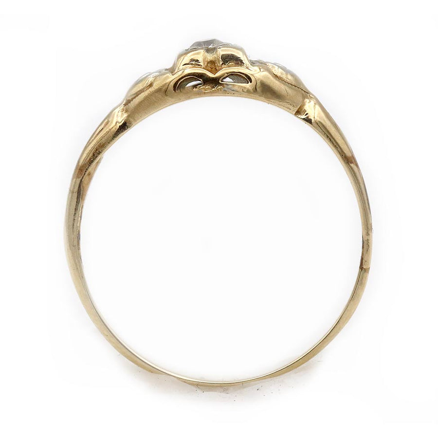 Late Art Deco .10 Carat Two-Tone Diamond Vintage Engagement Ring