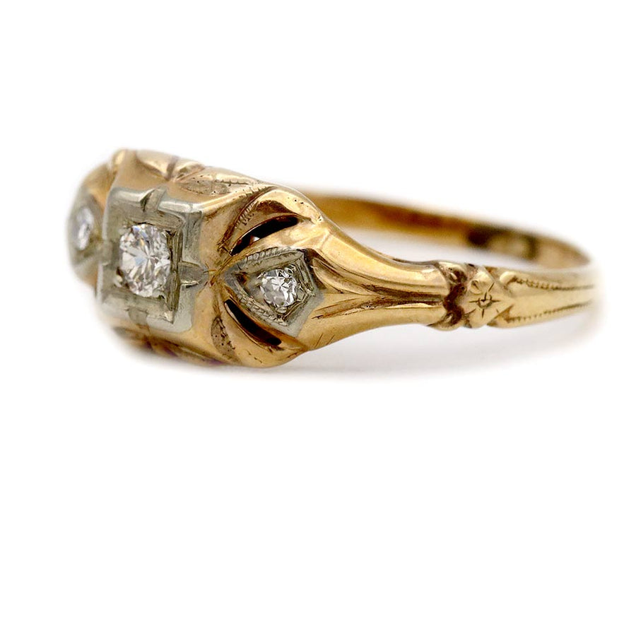 Mid-Century .14 CTW Old European Cut Diamond | 14K Two-Tone Promise Ring