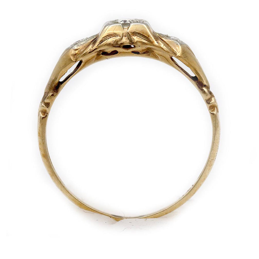 Mid-Century .14 CTW Old European Cut Diamond | 14K Two-Tone Promise Ring