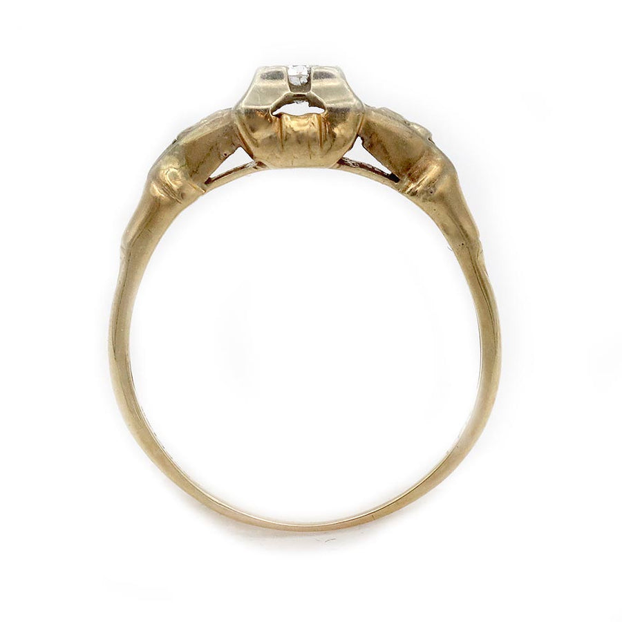 Vintage 1950s .20 Ct European Cut Diamond Two-Tone Gold Ring