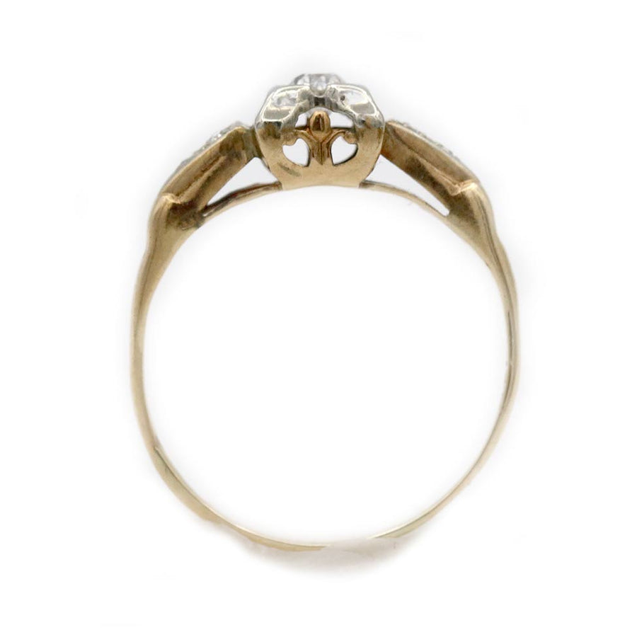 Mid-Century .24 CTW 1940s Vintage Diamond Two Tone Gold Engagement Ring