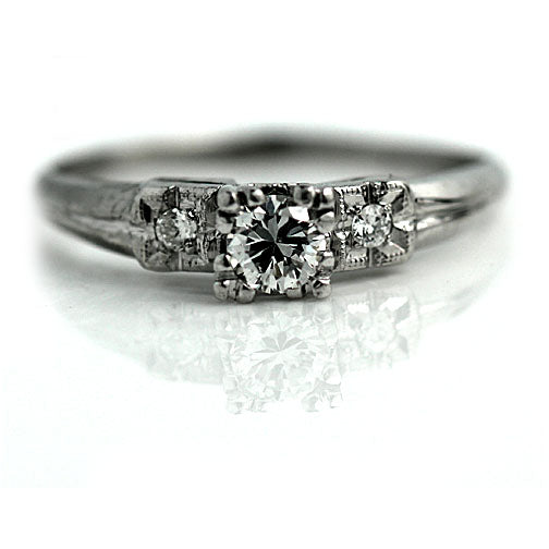 Vintage .30 CTW European Cut Three Stone Diamond Antique Engagement Ring