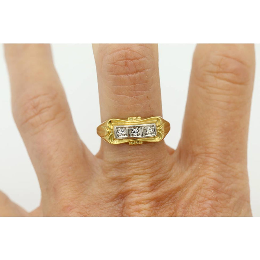Mid-Century .10 CTW Three Stone Vintage Diamond Wedding Ring